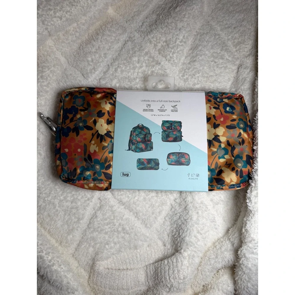 NWT Lug Puddle Jumper Packable Backpack Wildflower Amber Floral Foldable Trave